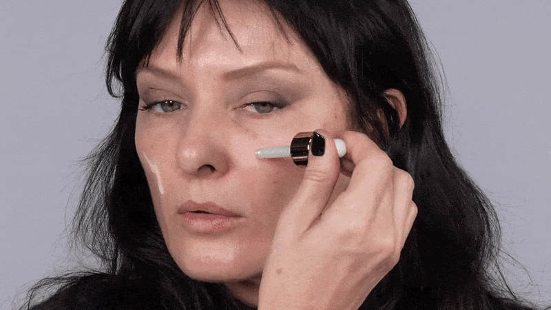 Gif of the Founder and Creative Director, Natasha Denona, applying makeup on her face.