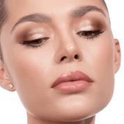 Luxe Glam Compact Shade 'Nude' model look on a white background.