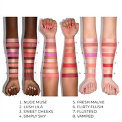HY-BLUSH arm swatches on different skin tones.