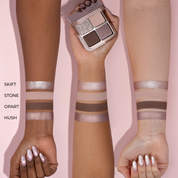 Luxe Glam Compact in shade 'Cool' arm swatches on different skin tones.