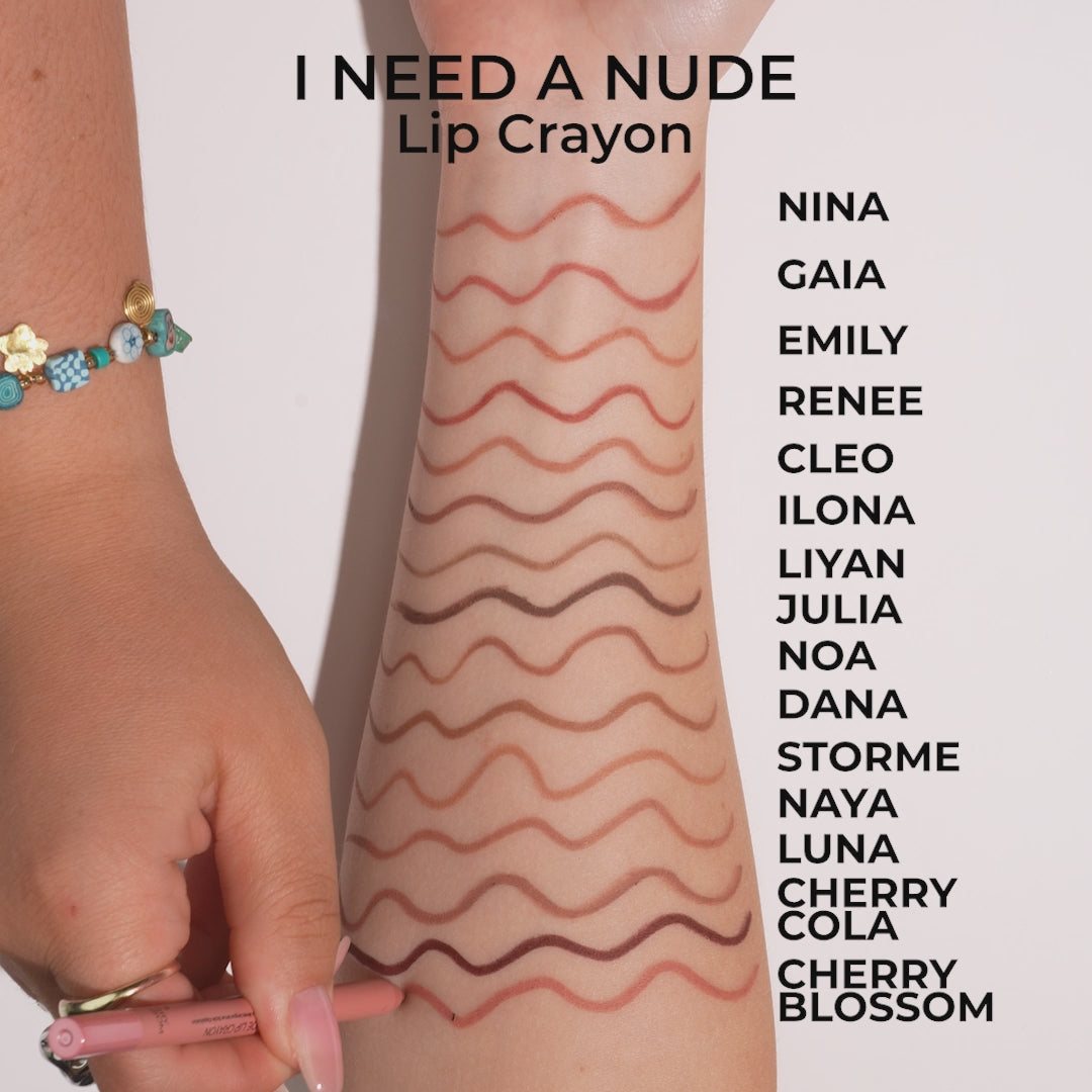 I Need a Nude Lip Crayon live swatches video.